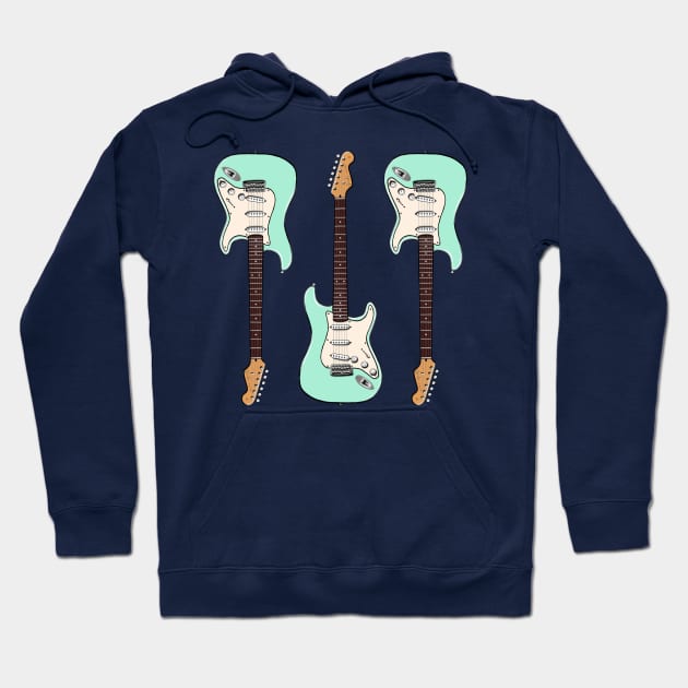 Triple Surf Green Stratocaster Hoodie by saintchristopher